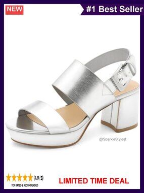Women's Platform Sandals Block Heel Ankle Strap Open Toe Faux Leather